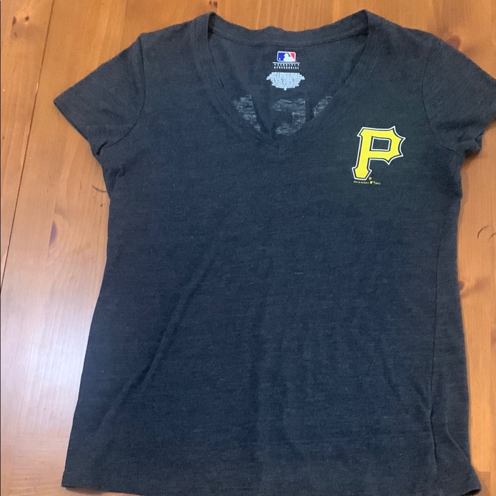 Pittsburg Pirates Majestic Dark Gray V-Neck Tee.